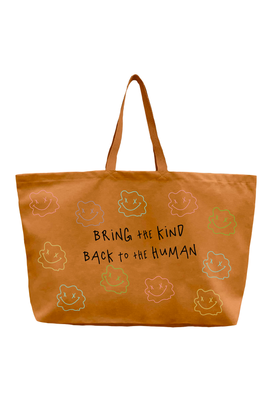 Tan Jumbo Happy Alien tote