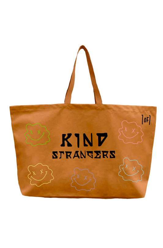Tan Jumbo Happy Alien tote