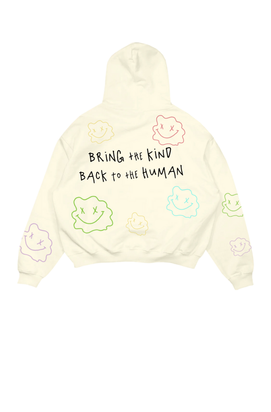 Cream Happy Alien Hoodie